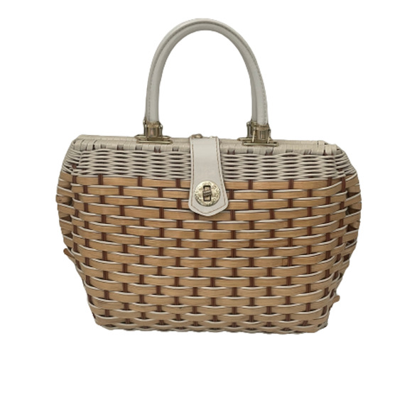 John Wind Vintage Woven Wicker Retro 70's Style Hand Bag Purse - Picture 1 of 11